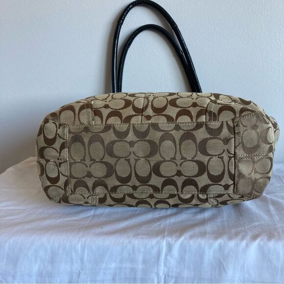COACH Signature Bleecker Khaki Shoulder Bag Gallery Shopper Large Tote 14385 - Picture 5 of 9